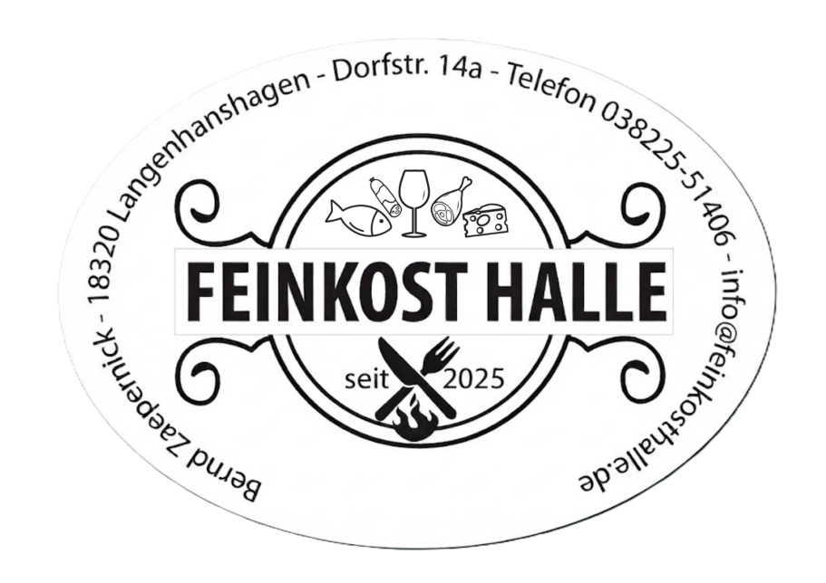 Logo und Informationen der Feinkost Halle - regionale Spezialitäten